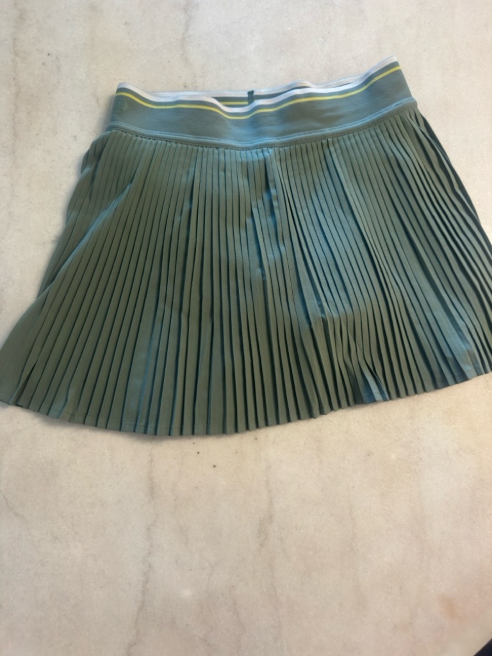 lululemon athletica Olive Green Pleated Mini Skirt with Striped Waistband